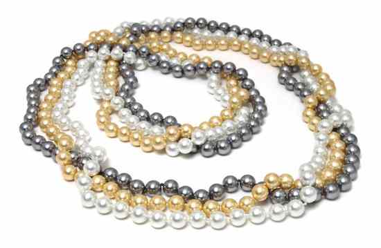 Appraisal: A Group of Three Faux Pearl Sautoirs in gold gray