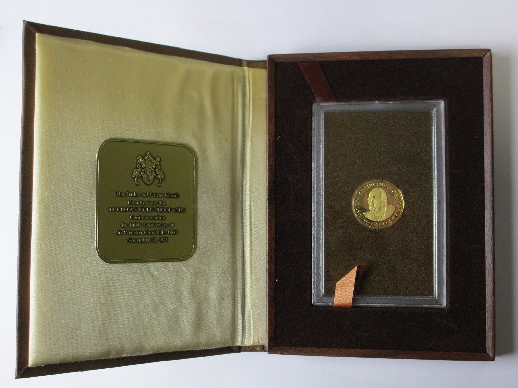 Appraisal: A boxed Turks and Caicos Islands proof Churchill commemorative coin