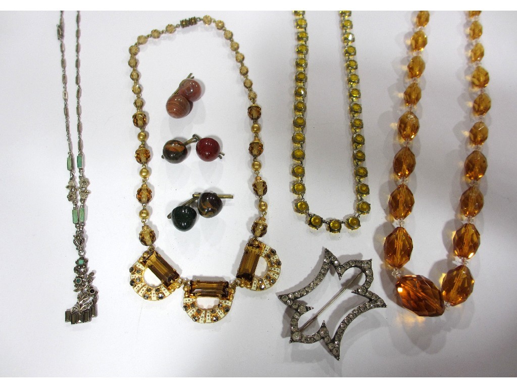 Appraisal: Lot comprising early th century costume jewellery to include faceted