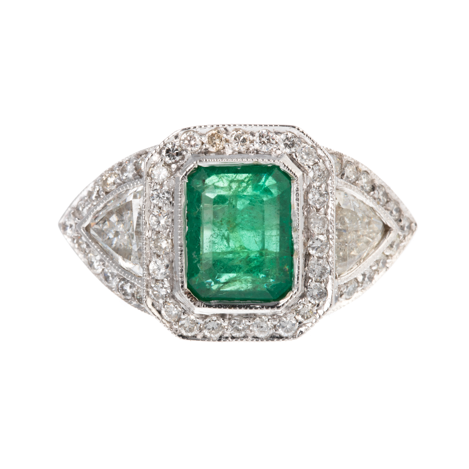 Appraisal: A FINE EMERALD DIAMOND RING IN K K white gold