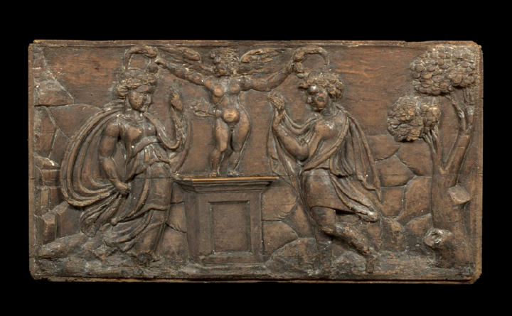 Appraisal: Provincial Italian Relief-Carved Walnut Panel fourth quarter th century depicting