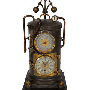 Appraisal: A French Industrial Boiler Clock Early th Century with aneroid