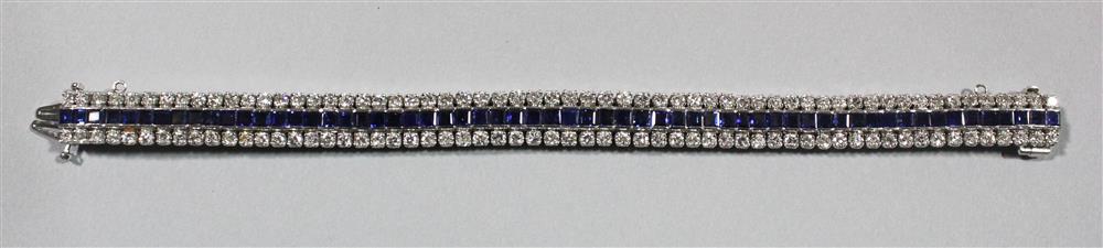 Appraisal: LADY'S PLATINUM DIAMOND AND SAPPHIRE LINE BRACELET comprised of total