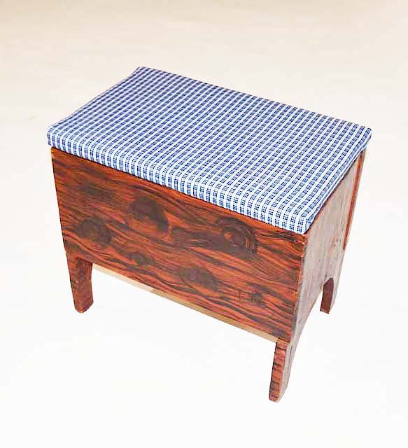 Appraisal: Paint decorated footstool Paint decorated footstool with removable wood fabric