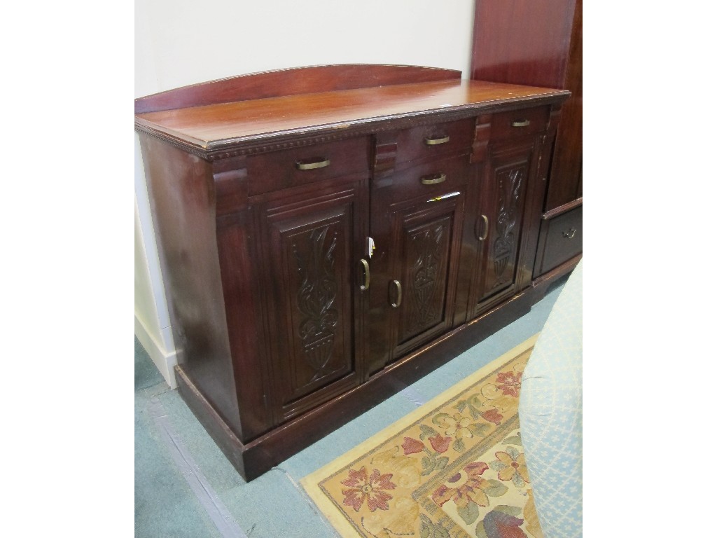 Appraisal: Late Victorian carved mahogany sideboard