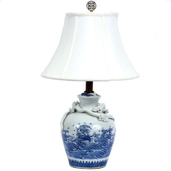 Appraisal: Japanese Hirado blue and white porcelain vase converted to lamp