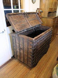 Appraisal: INDIAN TEAK METAL BOUND STORAGE TRUNK