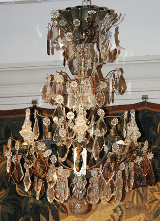 Appraisal: Louis XV Style Patinated-Metal and Cut Glass Twelve-Light Chandelier Estimate