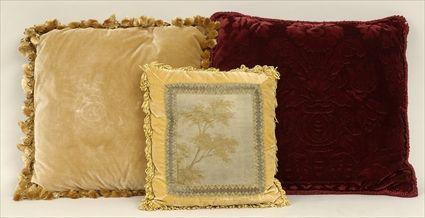 Appraisal: Three Assorted Tapestry and Velvet Pillows x in