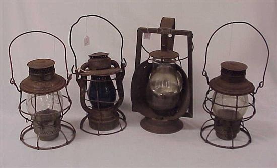 Appraisal: Dietz Vesta railroad lamp with blue shade '' h an