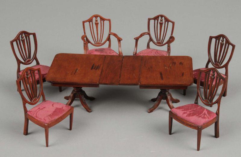 Appraisal: Eric Pearson Dining Table Six Chairs America mid th century