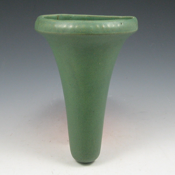 Appraisal: Arts Crafts wall pocket in matte green glaze Unmarked There