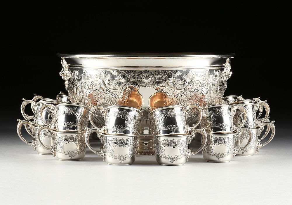 Appraisal: A TWENTY-SEVEN PIECE REED BARTON SILVER PLATED REGENT PUNCH BOWL