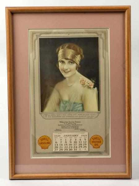 Appraisal: Framed Cardboard Shell Gasoline Calendar Description Full pad Beautiful image