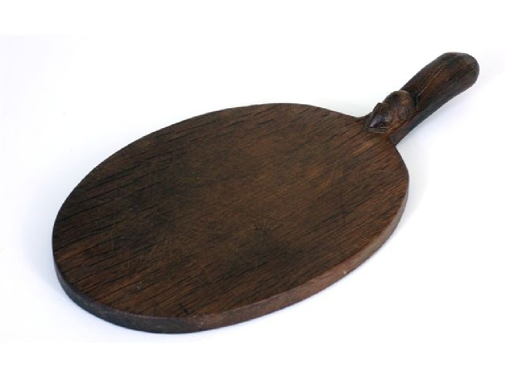 Appraisal: ROBERT MOUSEMAN THOMPSON OAK CHEESE BOARD c of oval form