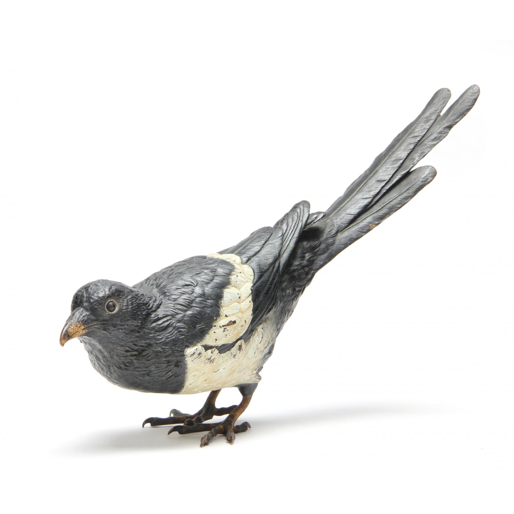 Appraisal: A Large Bergman Cold-Painted Bronze Model of a Magpie made