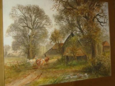 Appraisal: CIRCLE OF HENRY CHARLES FOX Cattle and Drover by a