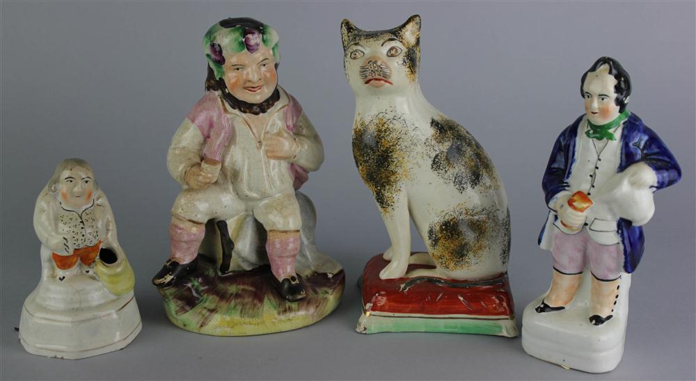 Appraisal: STAFFORDSHIRE PEARLWARE MODEL OF A CAT early th C sponged