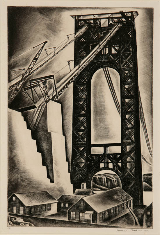 Appraisal: Howard Norton Cook American - Hudson River Bridge Duffy Etching