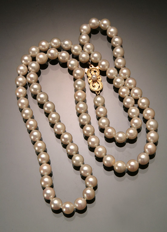 Appraisal: Matinee Length Cultured Pearl Necklace Knotted Mikimoto Having eighty-two A