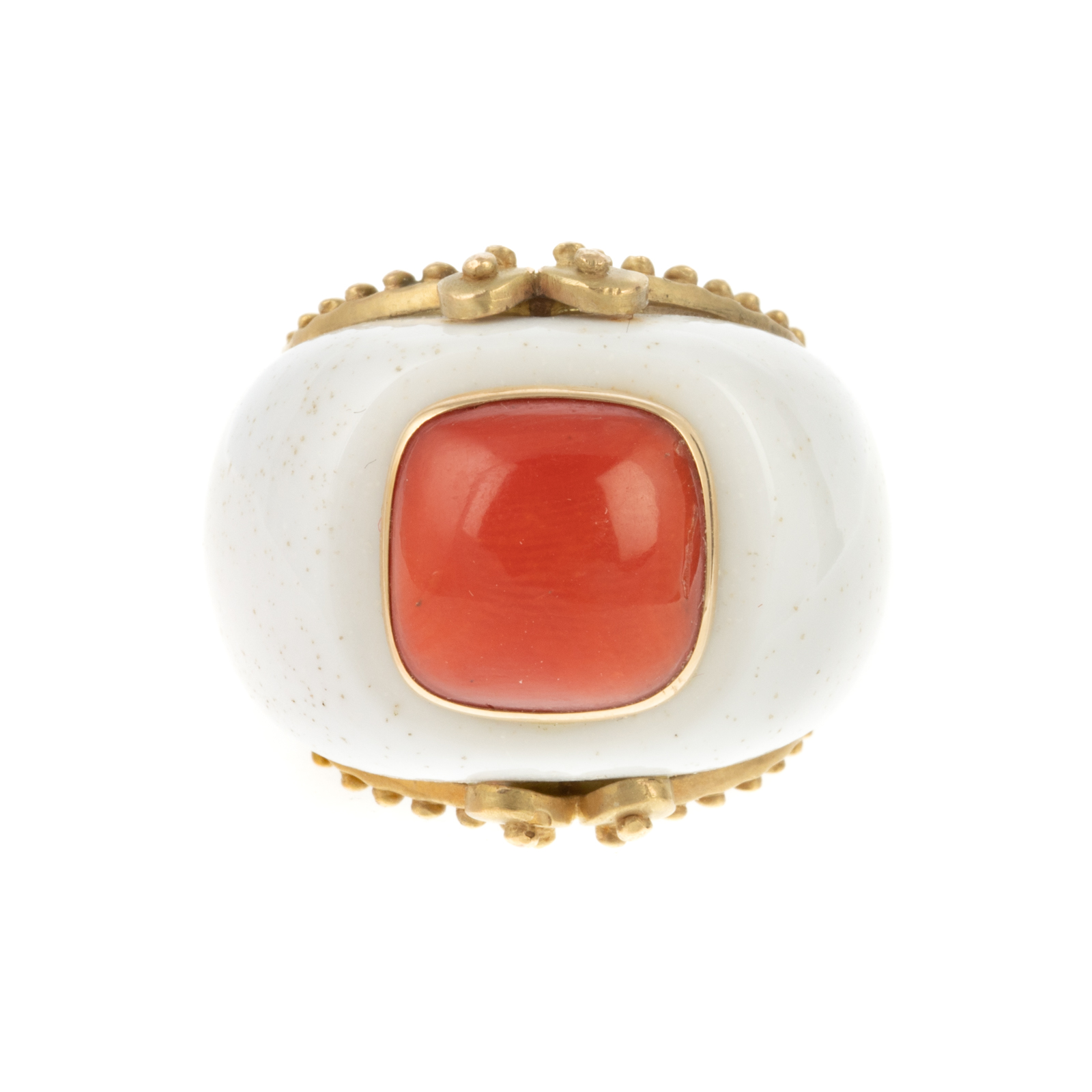 Appraisal: A STERLING GOLD CORAL RING BY MAZ K yellow gold