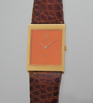 Appraisal: A Gentleman's Rolex Cellini Wristwatch k yellow gold rectangular case