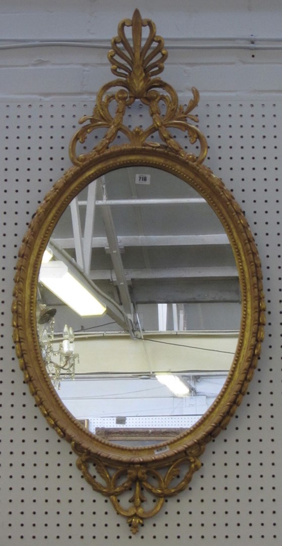 Appraisal: A th century gilt framed oval wall mirror with stylized