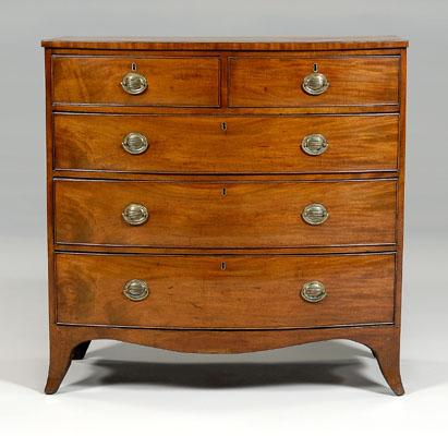 Appraisal: Hepplewhite mahogany bow-front chest five dovetailed drawers with mahogany linings