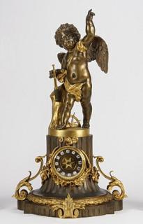 Appraisal: th c French gilt and patinated bronze clock h Large