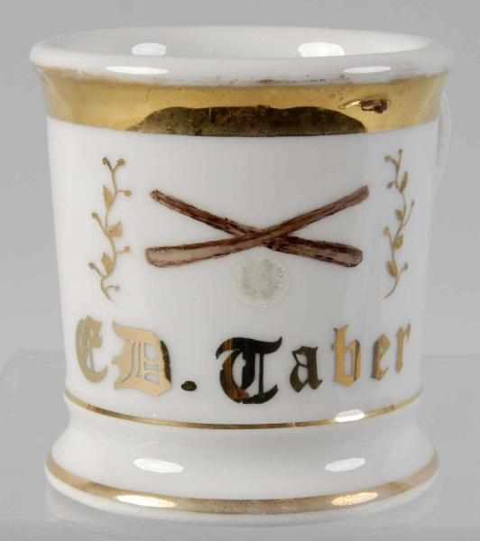 Appraisal: Crossed Baseball Bats Ball Shaving Mug Description Gilt name Ed