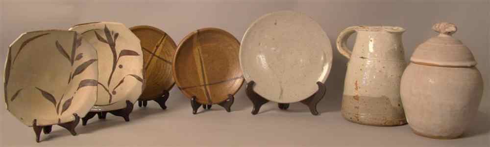 Appraisal: GROUP OF WHITE-GLAZED STONEWARE AND A MICHAEL SIMON GEORGIA STRIPED