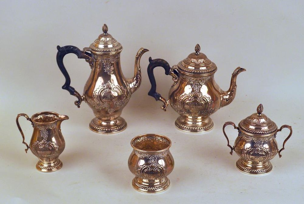 Appraisal: J E Caldwell Co Sterling Tea Coffee Set monogrammed comprising