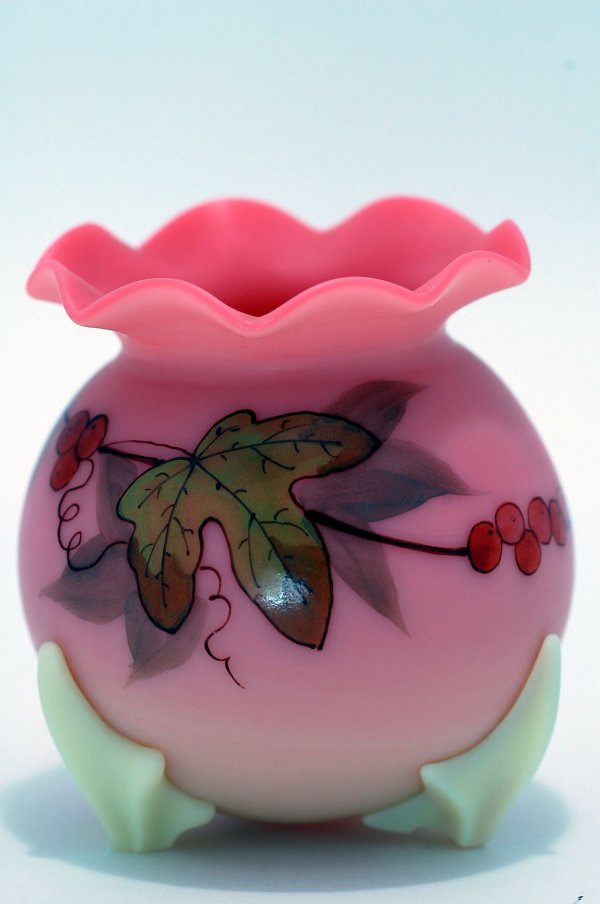 Appraisal: Circa Mount Washington satin finish peach blow toothpick holder handpainted