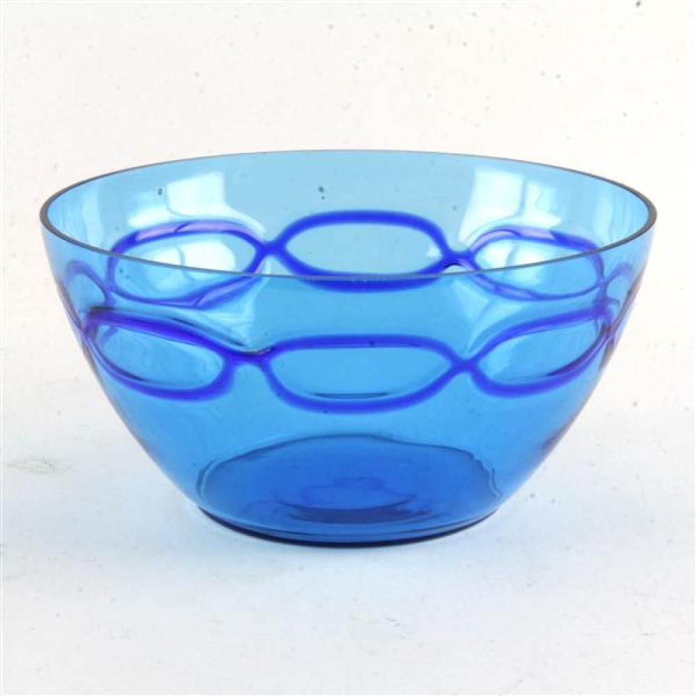 Appraisal: MURANO BLUE ART GLASS BOWL PROBABLY SALVIATIMurano Blue art glass