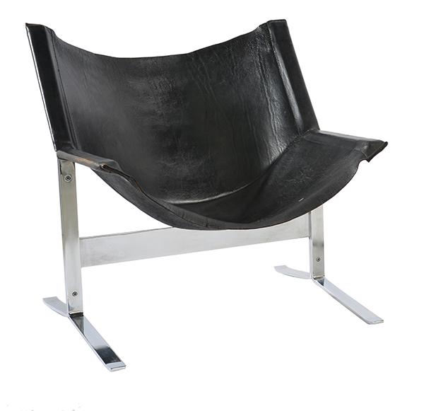 Appraisal: A CLEMENT MEADMORE SLING CHAIR c Australia Leather on chrome