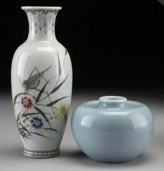 Appraisal: Pcs Chinese porcelain sky blue apple zun vase ''H x