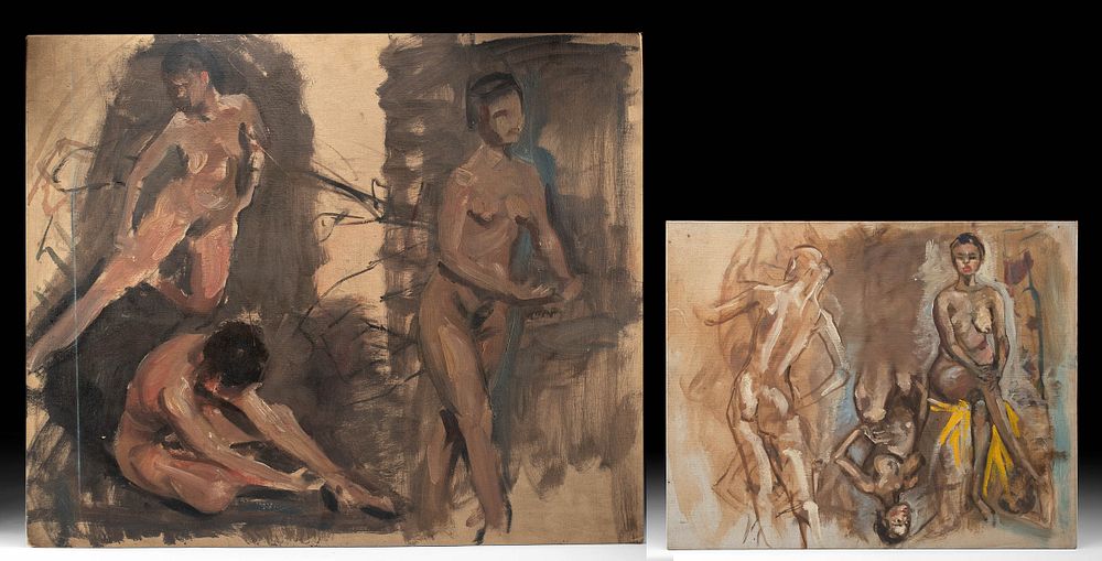 Appraisal: Two William Draper Paintings - Female Nudes s William Franklin