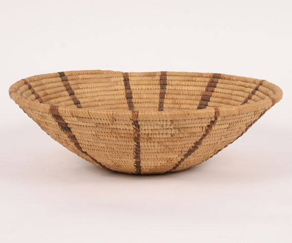 Appraisal: African woven basket bowl geometric design H x dia Very