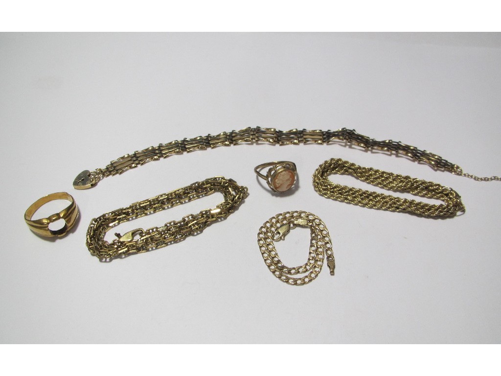 Appraisal: A ct gold gate bracelet gold fancy link neck chain