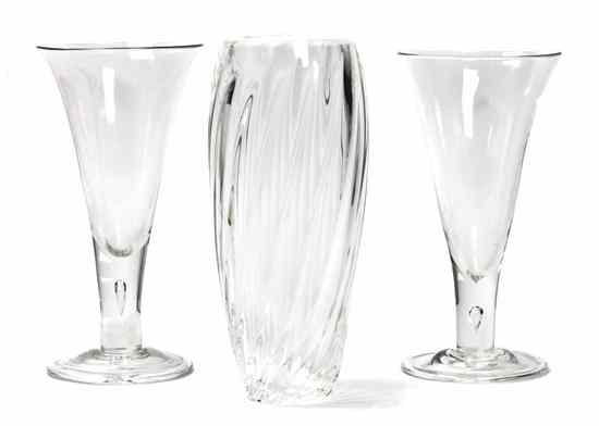 Appraisal: A Steuben Glass Vase together with two associated trumpet form