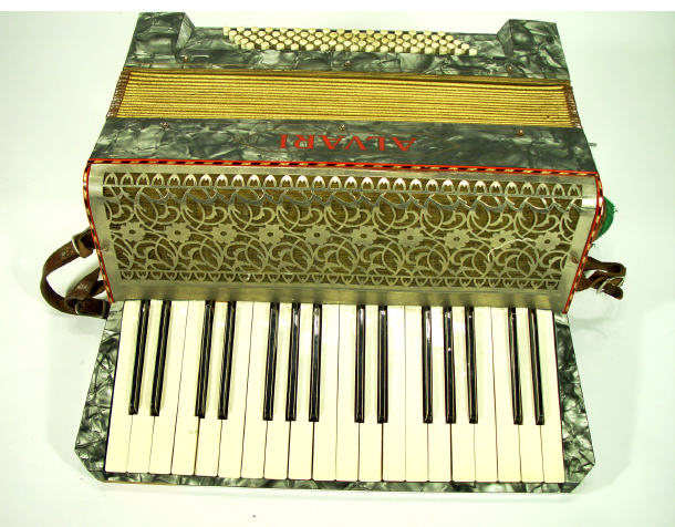 Appraisal: Alvari accordian with grey marbleised plastic case and pierced floral