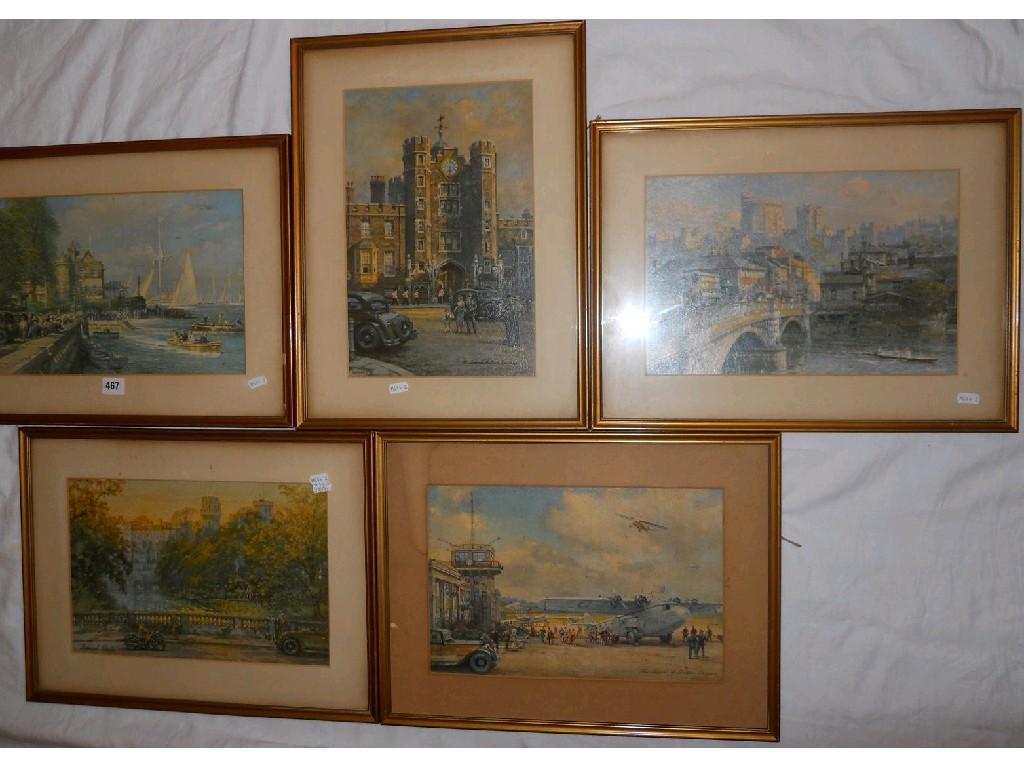 Appraisal: A set of five coloured prints after C E Turner