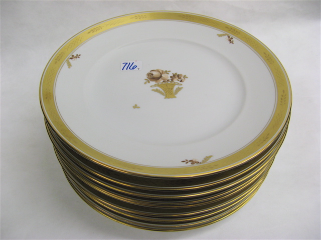 Appraisal: NINE ROYAL COPENHAGEN SERVICE PLATES CHARGERS in the Golden Basket