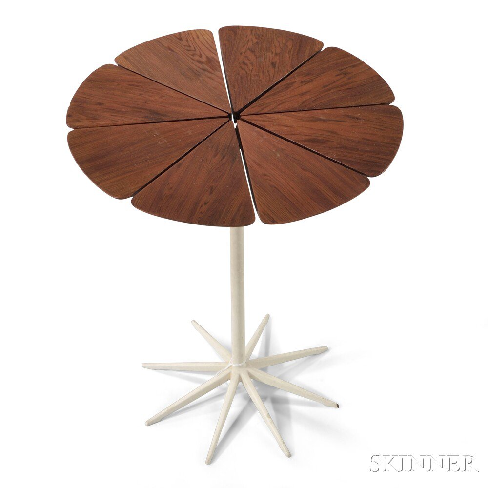 Appraisal: Richard Schultz Petal End Table Teak powder coated metal Knoll