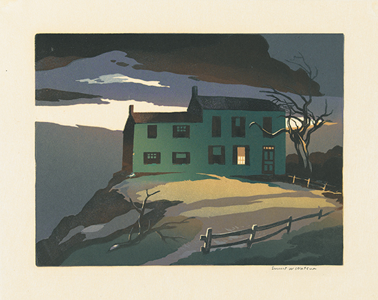 Appraisal: ERNEST WATSON Three prints Once Upon a Midnight Dreary color