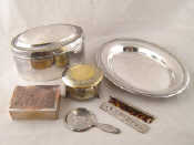 Appraisal: Silver plate An oval box with lid and tray a