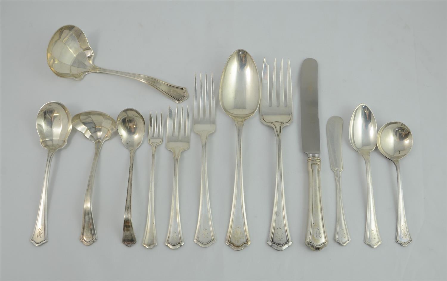 Appraisal: R Wallace Sons sterling Washington pattern flatware with mono -