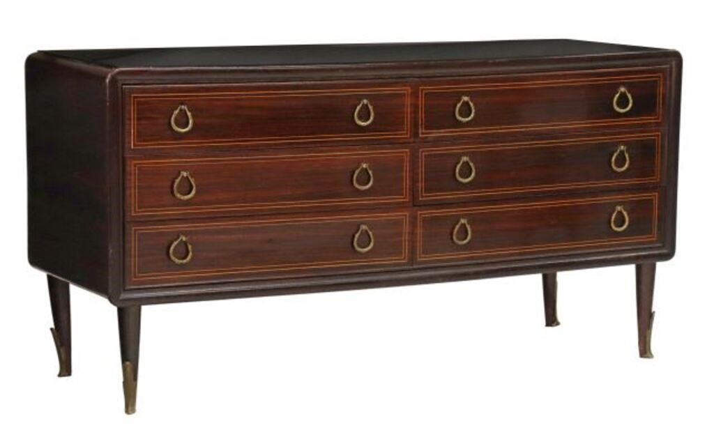 Appraisal: Italian mid-century modern rosewood chest of drawers c s having