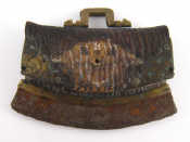 Appraisal: A Chinese tinder pouch in rawhide with decorated brass mounts