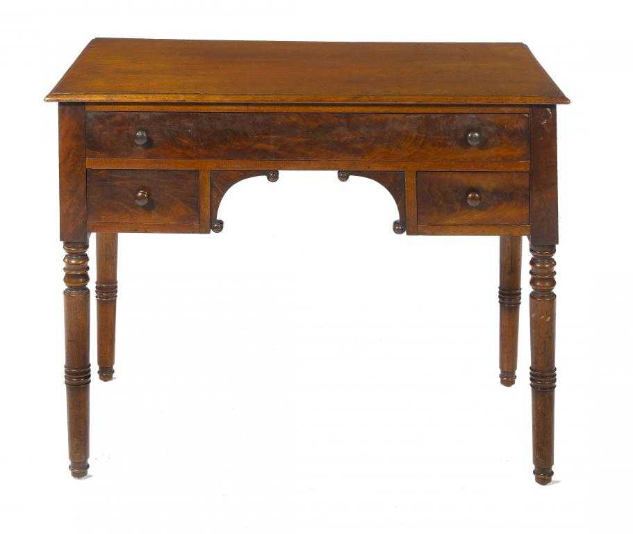 Appraisal: A VICTORIAN MAHOGANY WRITING TABLE the rectangular top with ovolo